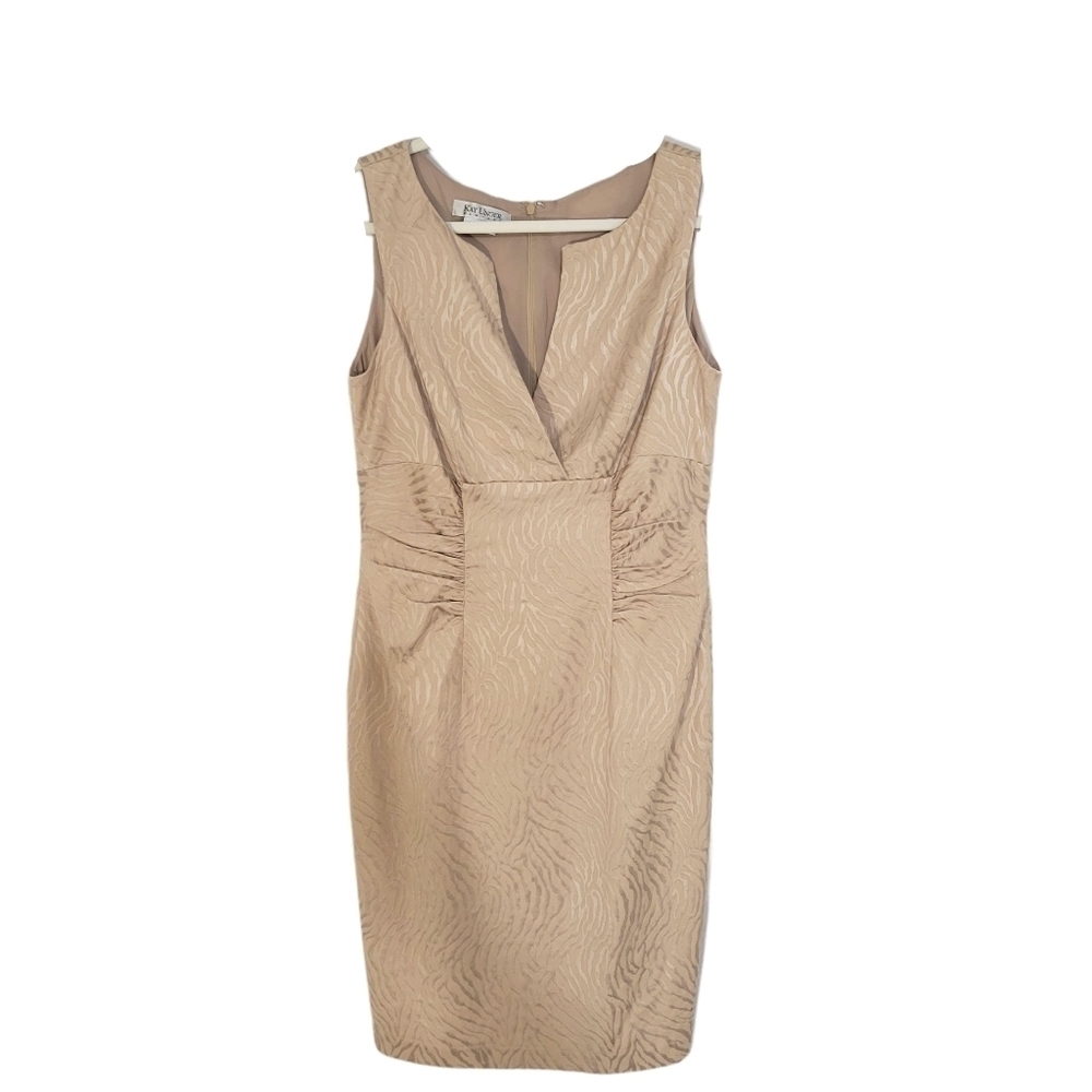 Kay Unger Taupe Zebra Pattern Dress